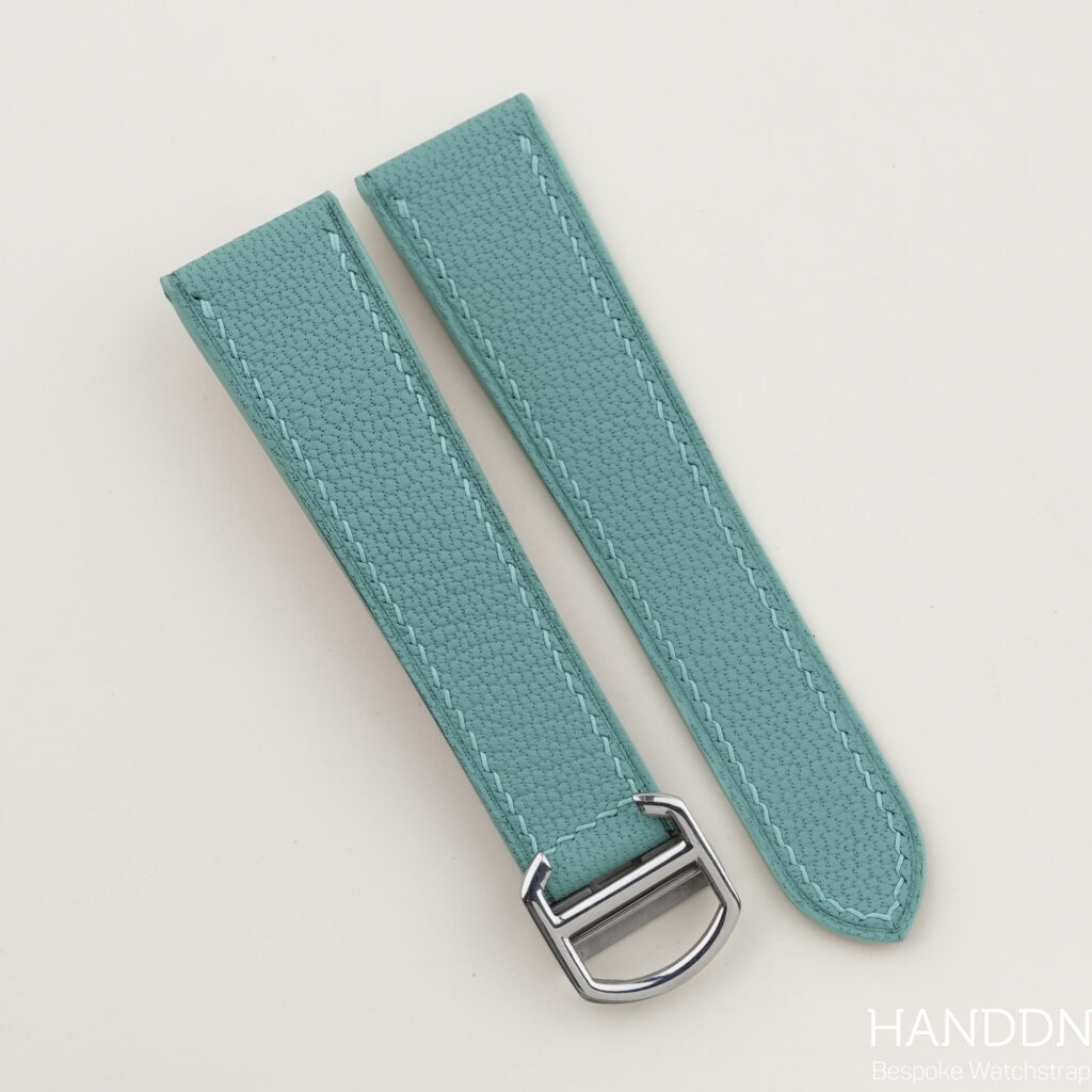 Turquoise Alran Chevre Leather Single Folding Watch Strap | Handdn ...
