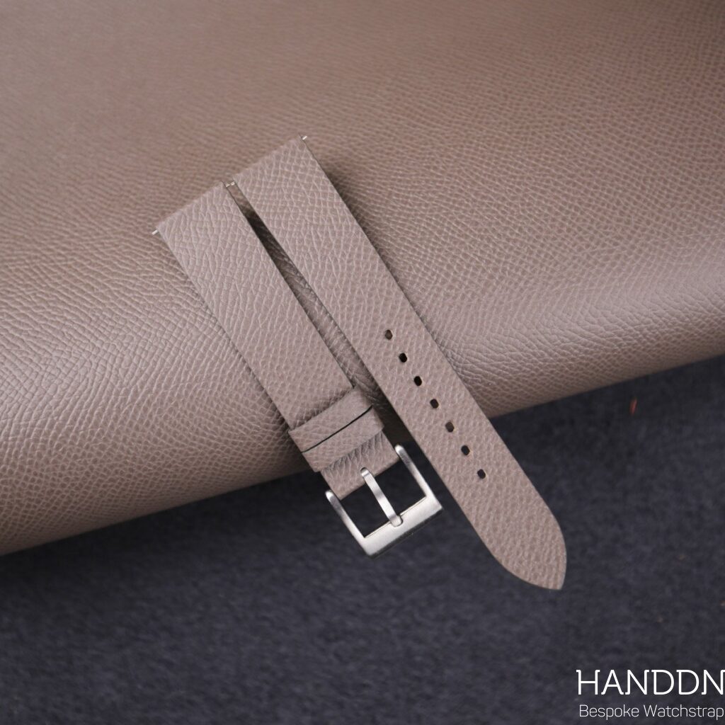 Vintage Light Grey Epsom Leather Slim Watch Strap | Handdn - Bespoke ...