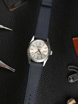 Bespoke Black Epsom Leather Watch Strap Handmade E05 - Hephakee