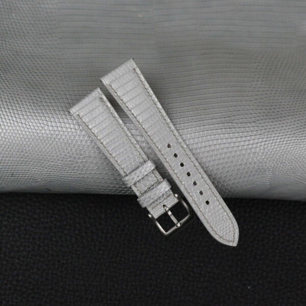 Silver Lizard Leather Watch Strap