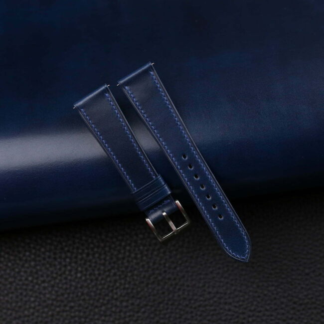 Dark Blue Shell Cordovan Leather Watch Strap