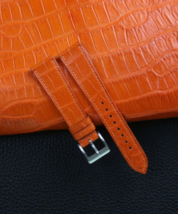 Orange Alligator leather watch strap