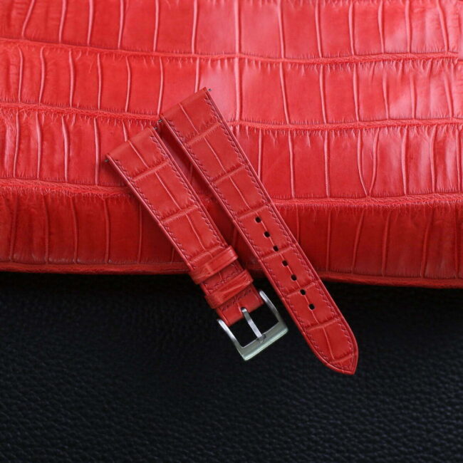 Red Alligator Leather Watch Strap