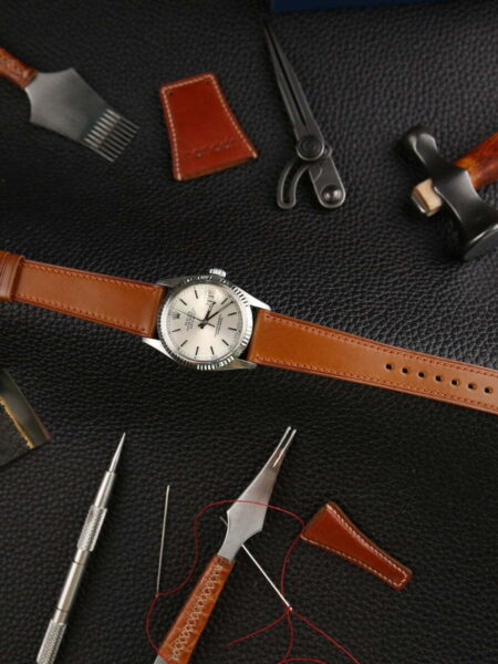 Handdn Orange Ostrich Leather Watch Strap
