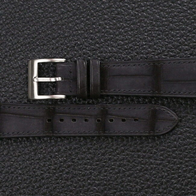 black nubuck alligator leather watch strap