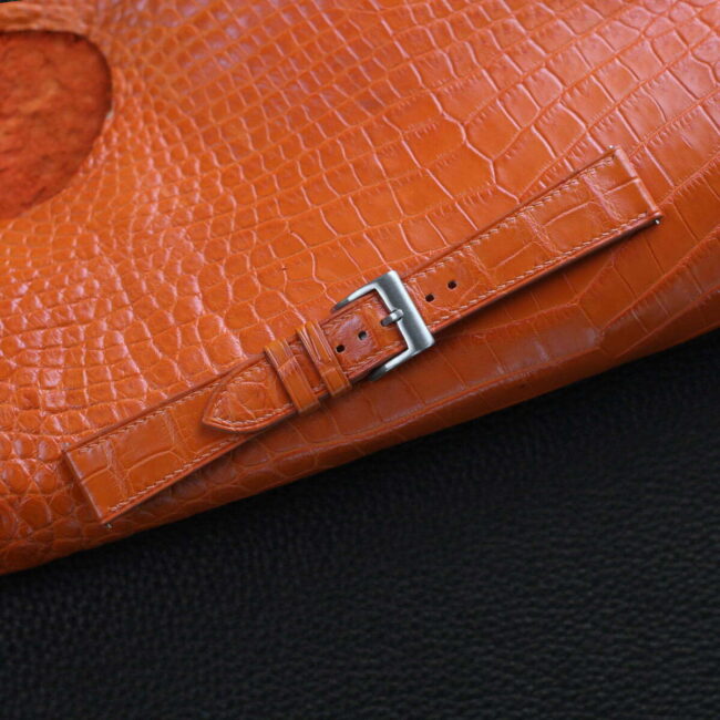 Orange Alligator leather watch strap