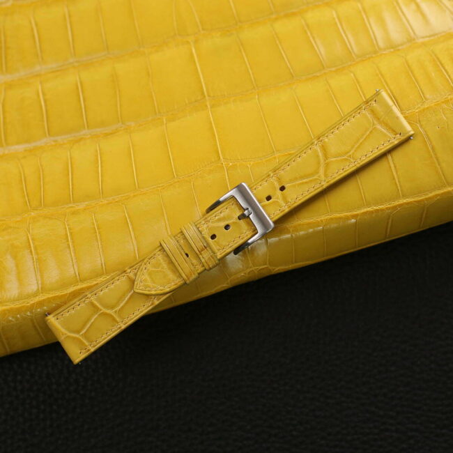 Yellow alligator leather watch strap