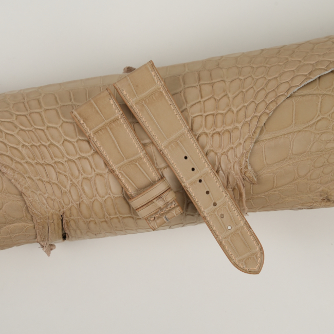 Beige Alligator Leather Watch Strap
