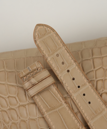 Beige Alligator Leather Watch Strap