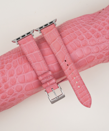 Pink Alligator Leather Apple Watch Band