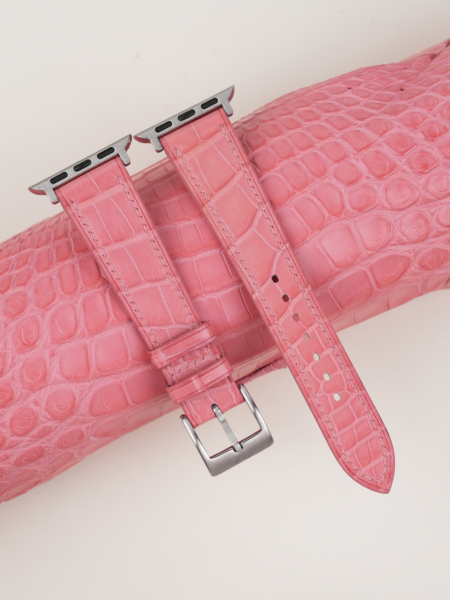 Pink Alligator Leather Apple Watch Band
