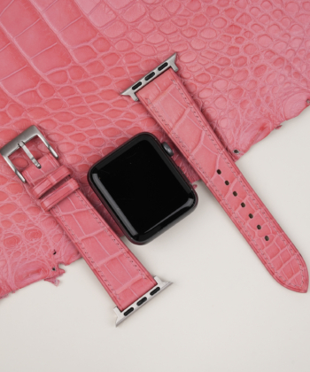 Pink Alligator Leather Apple Watch Band