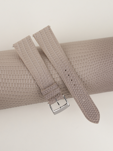 Light Grey Lizard Leather Watch Strap