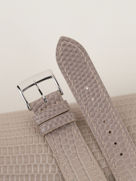 Light Grey Lizard Leather Watch Strap