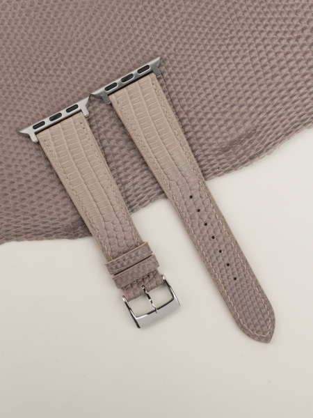 Light Grey Lizard Leather Apple Watch Band