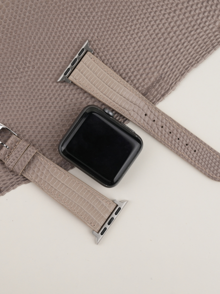 Light Grey Lizard Leather Apple Watch Band