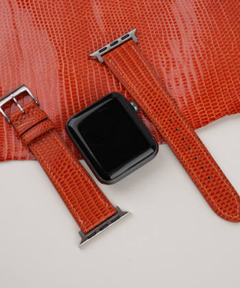 Orange Lizard Leather Apple Watch Band