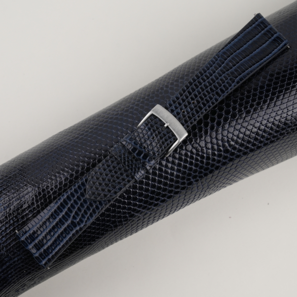 vintage navy lizard leather watch strap