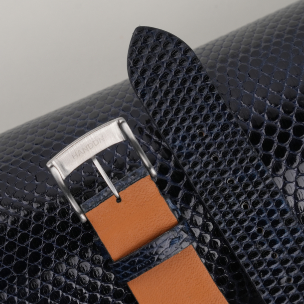 vintage navy lizard leather watch strap