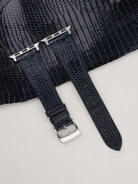 Navy Lizard Leather Apple Watch Band