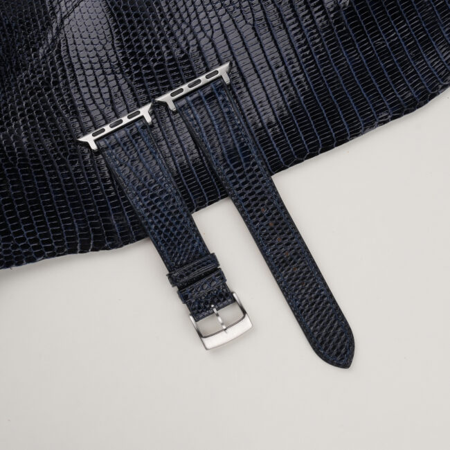 Navy Lizard Leather Apple Watch Band
