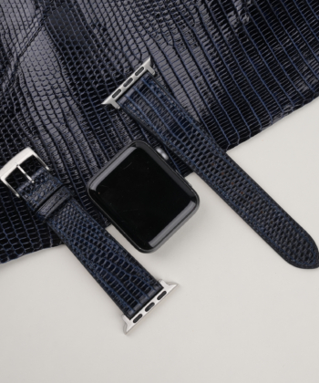 Navy Lizard Leather Apple Watch Band