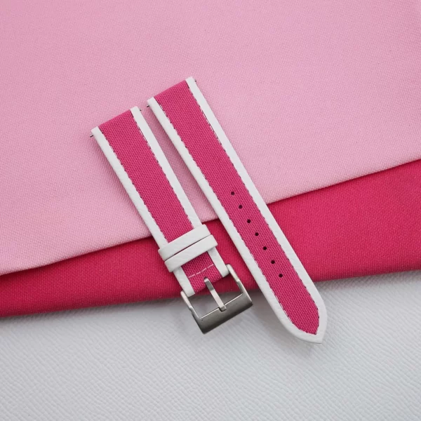 Pink Canvas Folded Edge Epsom Watch Strap