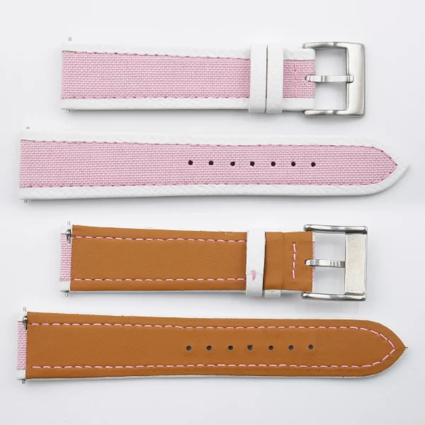 Light Pink Canvas Folded Edge Epsom Watch Strap