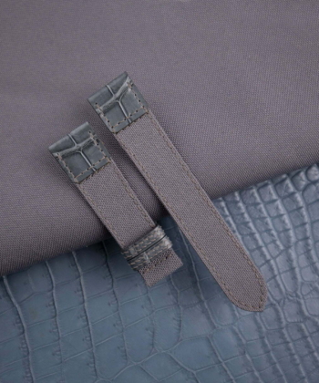 Grey Canvas mix Alligator Watch Strap