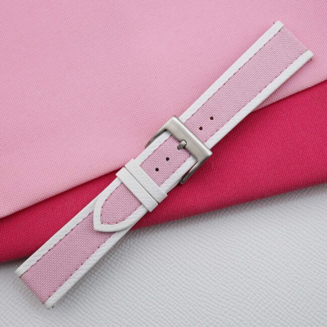 Light Pink Canvas Folded Edge Epsom Watch Strap (1)