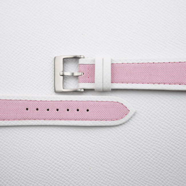 Light Pink Canvas Folded Edge Epsom Watch Strap (2)