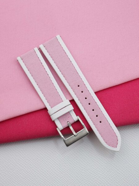 Light Pink Canvas Folded Edge Epsom Watch Strap (3)