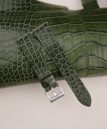 Vintage Green Alligator Round Scales Leather Watch Strap