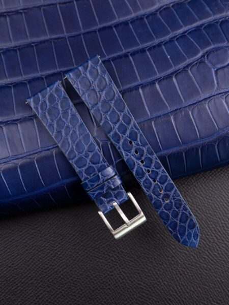 Vintage Dark Blue Alligator Round Scales Leather Watch Strap