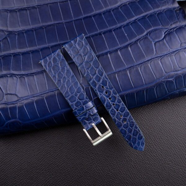 Vintage Blue Alligator Round Scales Leather Watch Strap