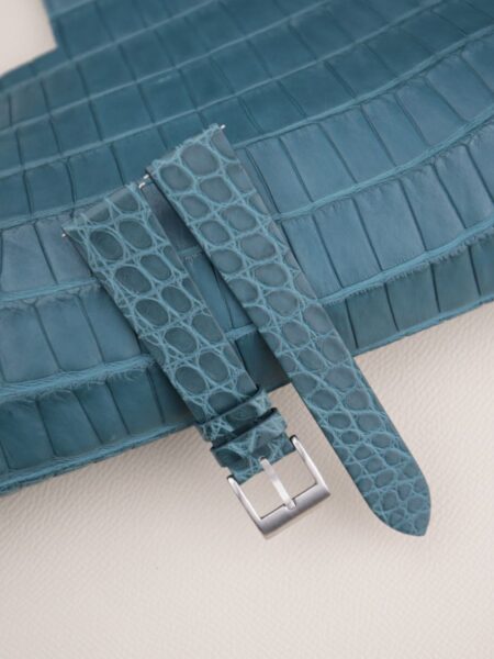 Vintage Aqua Green Alligator Round Scales Leather Watch Strap