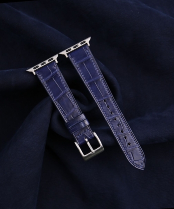 Dark Blue Alligator Leather Apple Watch Band