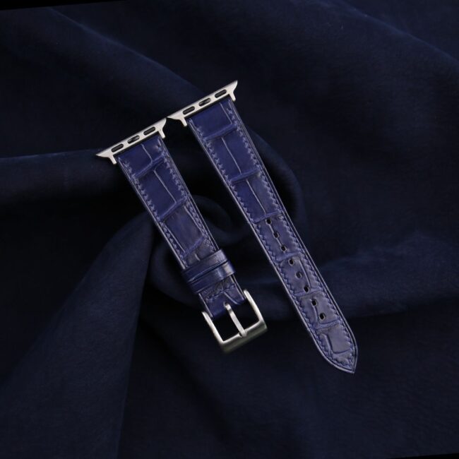 Dark Blue Alligator Leather Apple Watch Band