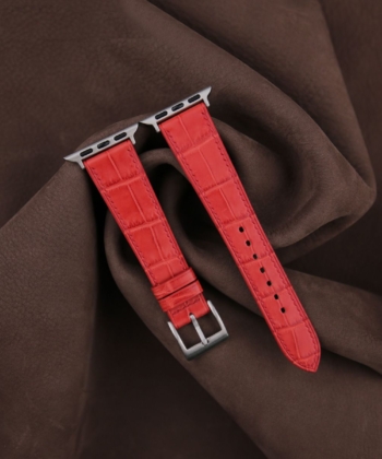 Red Alligator Leather Apple Watch Band