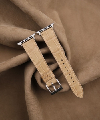 Beige Alligator Leather Apple Watch Band