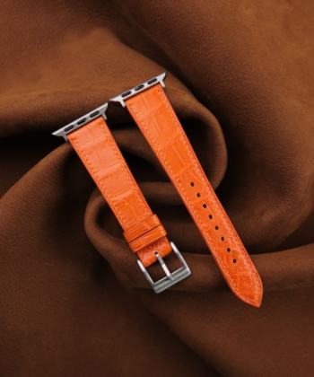 Orange Alligator Leather Apple Watch Band