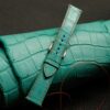 Turquoise Alligator Leather Lining Orange Epsom Watch Strap