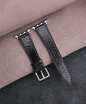 Black Snake Sea Leather Apple Watch Band