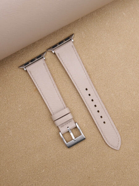 Cream Saffiano Leather Apple Watch Band