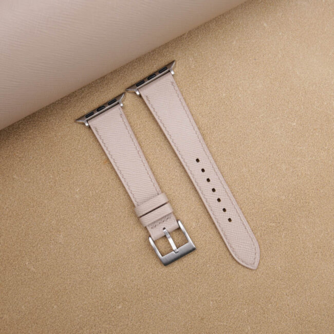 Cream Saffiano Leather Apple Watch Band