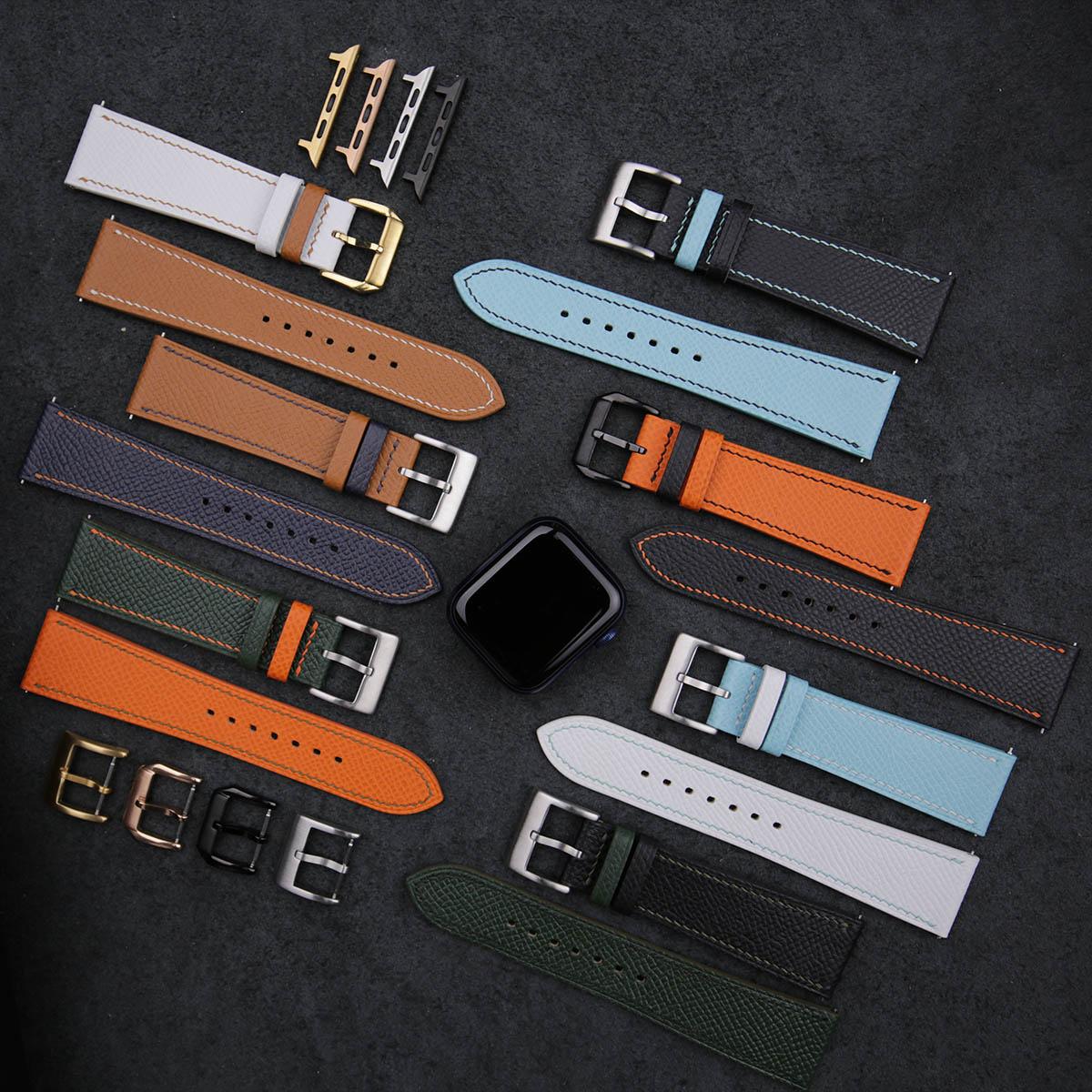 Tricolor Forest Epsom Leather Apple Watch Band