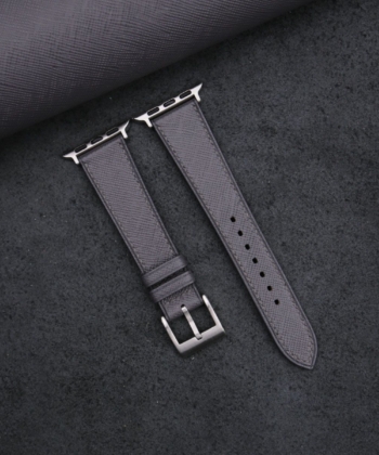 Gray Saffiano Leather Apple Watch Band