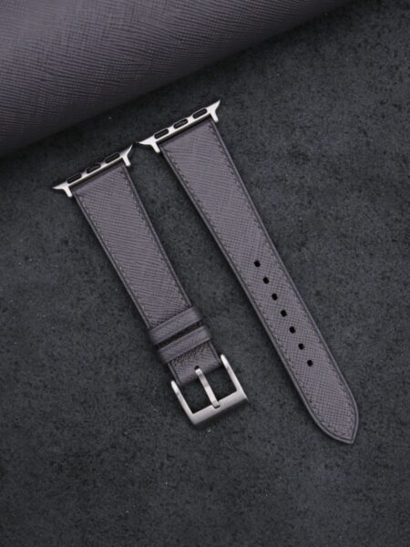Gray Saffiano Leather Apple Watch Band