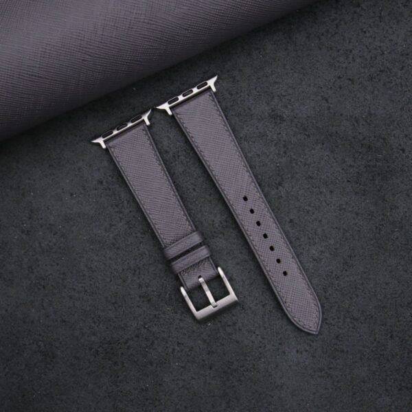 Gray Saffiano Leather Apple Watch Band