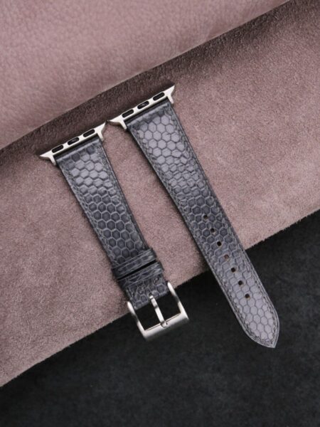 Grey Snake Sea Leather Apple Watch Band